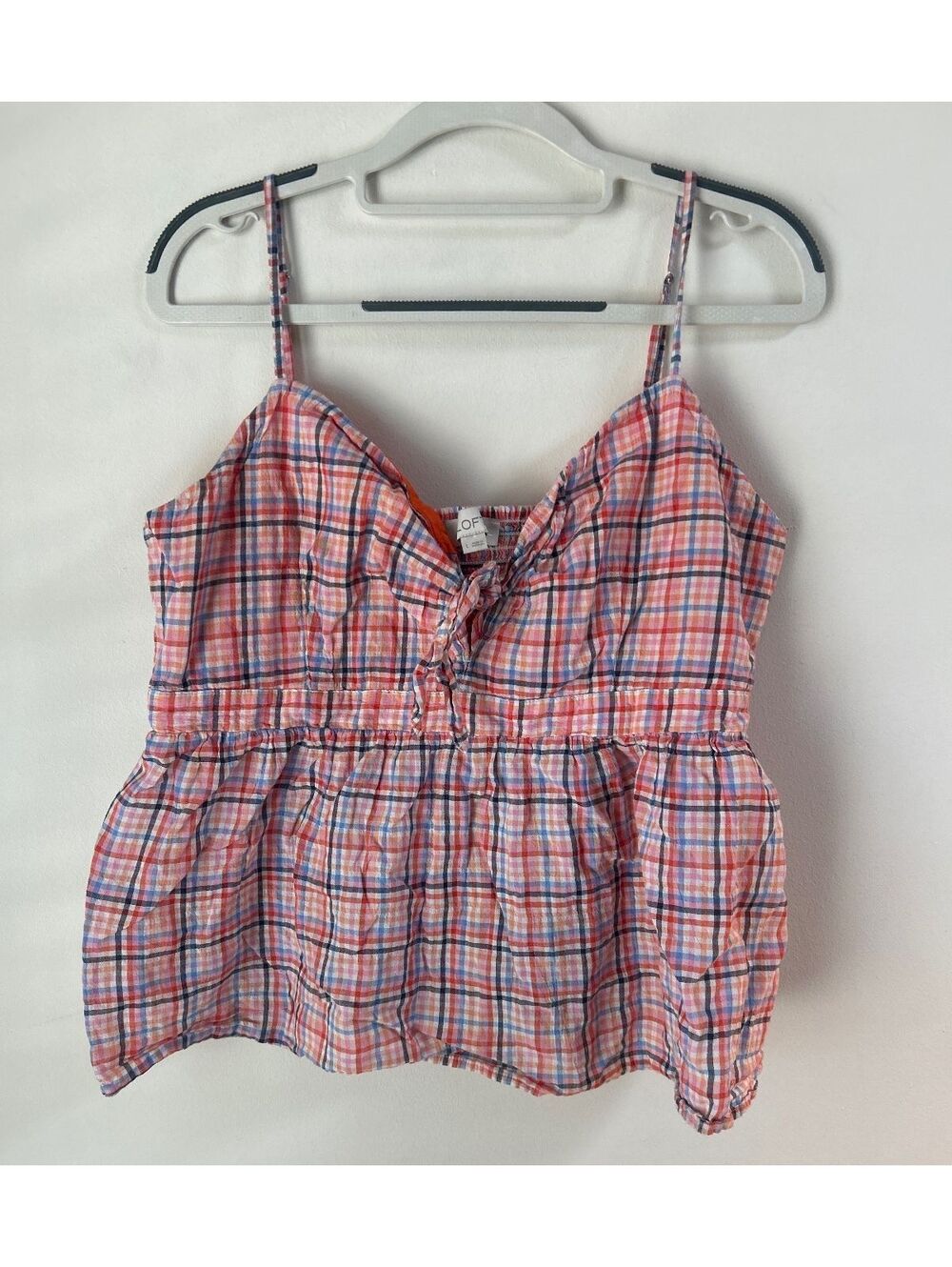 LOFT Women's Plaid Spaghetti Strap Tank Top Size Large